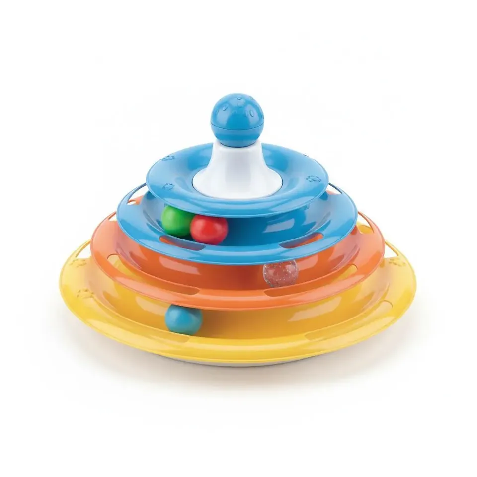 Enclosed track-style toy for simple independent batting play